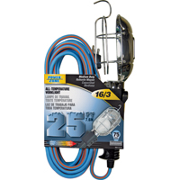 POWERZONE ORTL020625 Trouble Light 25 Ft 16/3 12A 125V Glacer