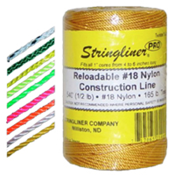 STRINGLINER BY U.S. TAPE CO 35465 Fluorescent Yellow Twine 500 Ft No 18 Nylon 165 Lb