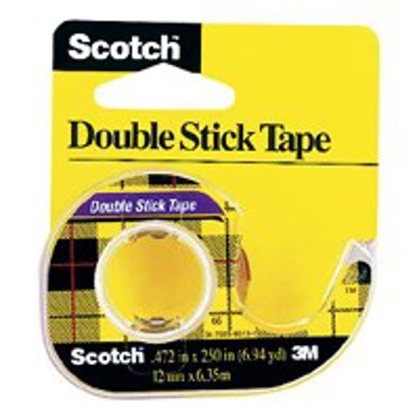 3M 136 Double Stick Office Tape 1/2 In X 250 In Plastic Backing
