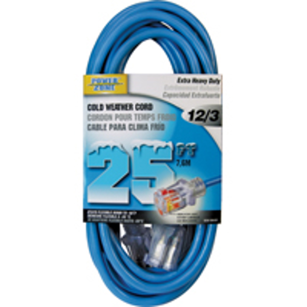 POWERZONE ORCW511825 Extension Cord 25 Ft 12/3 Glacier