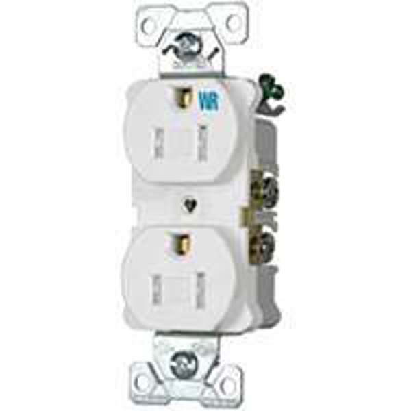 EATON-COOPER WIRING TWRBR15W-BXSP Duplex Outlet 125V 15A 2 Pole Tamper Resistant Weatherproof White
