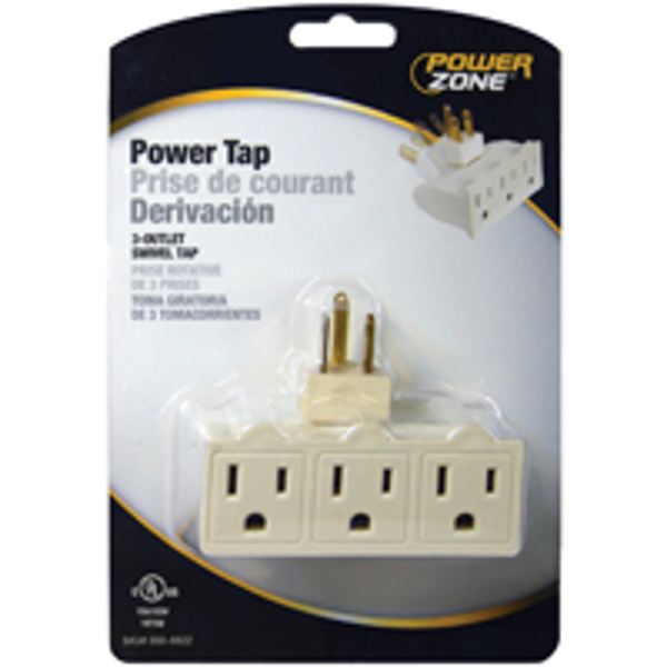 POWERZONE OR101100 Power Tap 3-Outlet Swivel White