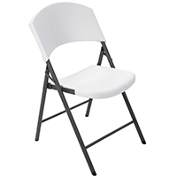 Lifetime Products 2810 Folding Chair White with Gray Legs Contoured