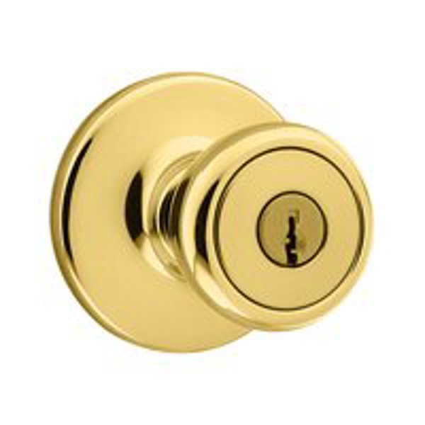 Kwikset 400T3CP6K6 Entry Knob Lockset Keyed Alike Backset Crossbore Metal Polished Brass