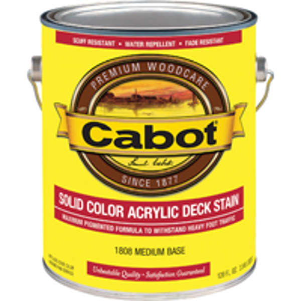 CABOT 1808 Solid Acrylic Deck Stain 1 Gal Medium Base Low Luster