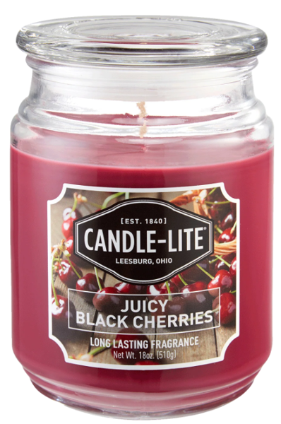 Candle-Lite 3297565 Candle Jar 18 Oz Juicy Black Cherries Scented Glass Jar