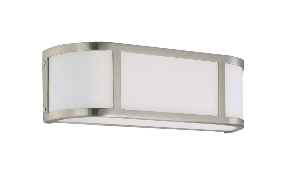 Satco 60-2871 Wall Sconce 2-Lt Brushed Nickel Satin White Glass