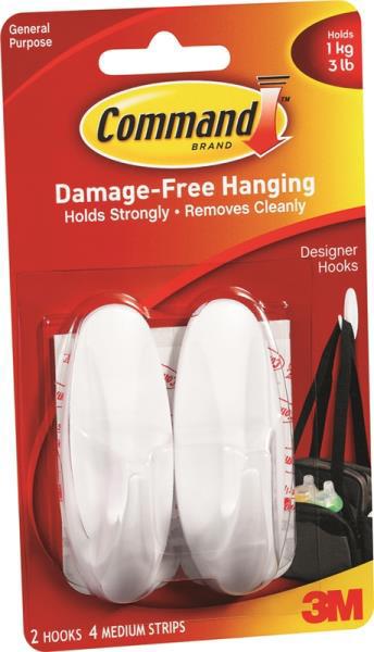 3M 17081-2VP Designer Hook White