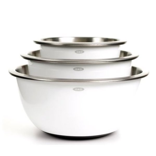 OXO INTERNATIONAL 1107600 Mixing Bowl Set 3 Pc White Stainless Steel