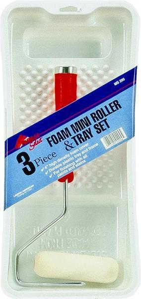 Linzer Products MS-200 Paint Roller Set 3 Piece Foam and Plastic Tray Cover Frame