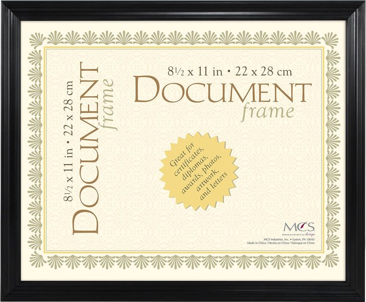 MCS FRAMES 72131-5 Economy Document Frame 8.5x11 Extruded Plastic Black