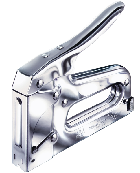 Arrow Fastener T50GR Staple Gun Heavy Duty Steel Chrome 3/8 Inch Crown 1/4 to 9/16 Inch Leg