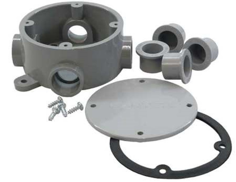 CANTEX INC 5133690U Round Junction Box 1/2 X 3/4 1-Gang 4-Inlet PVC