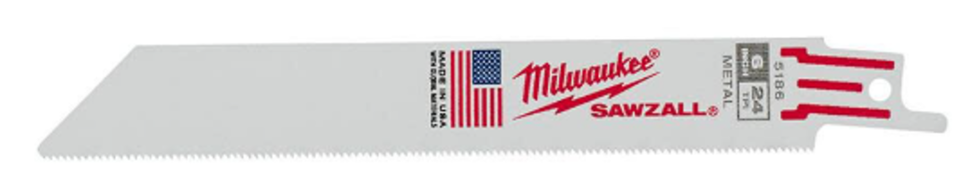 Milwaukee 48-00-5186 Bi-Metal Reciprocating Saw Blade 6 In Length 3/4 In Width 0.05 In Thickness 24 TPI