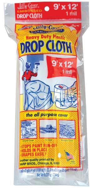 Warp Brothers EC-912 Heavy-Duty Drop Cloth 9x12 Clear Plastic 1 Mil