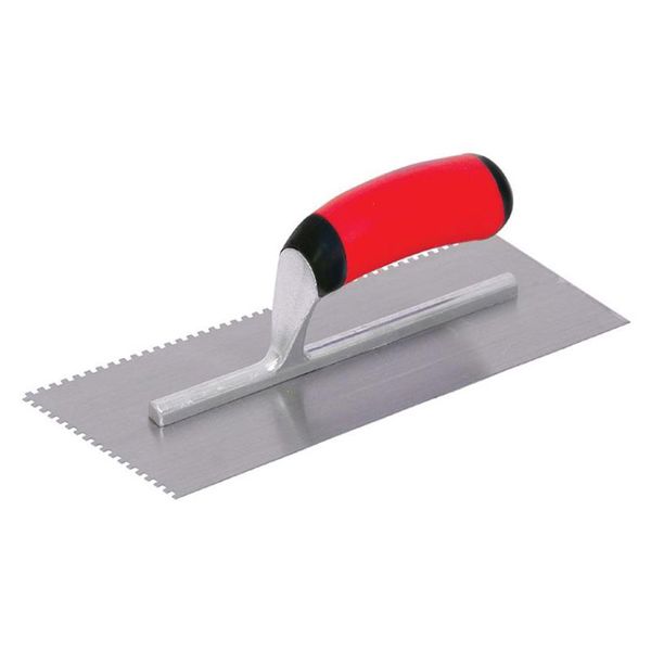 Marshalltown 15794 Notched Trowel 11x4-1/2 Cutback Soft Grip Handle 10 Degree 1/8x1/8x1/8 In