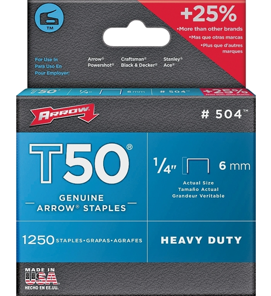 Arrow Fastener Co 50424/504 Staple 1/4X3/8 1250 Per Pack