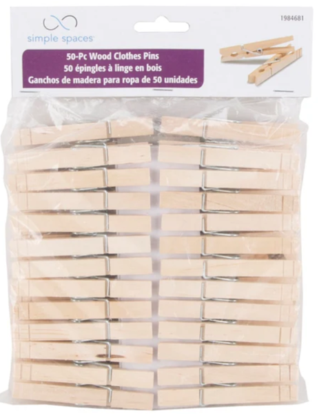 Simple Spaces HEA00050C-S3L Clothes Pins 50 Bag Wood 84 Mm