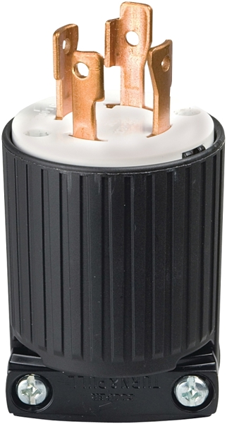 EATON-COOPER WIRING L1430P Electrical Plug 30A 3 Pole 4 Wire Black and White Ground Locking