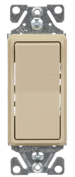 EATON-COOPER WIRING 7501V-BOX Single Pole Switch Ivory with Ground