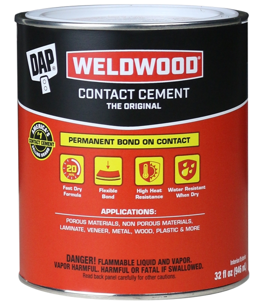 DAP INC 00272 Cement Contact Adhesive 1 Qt Liquid Strong Solvent Tan