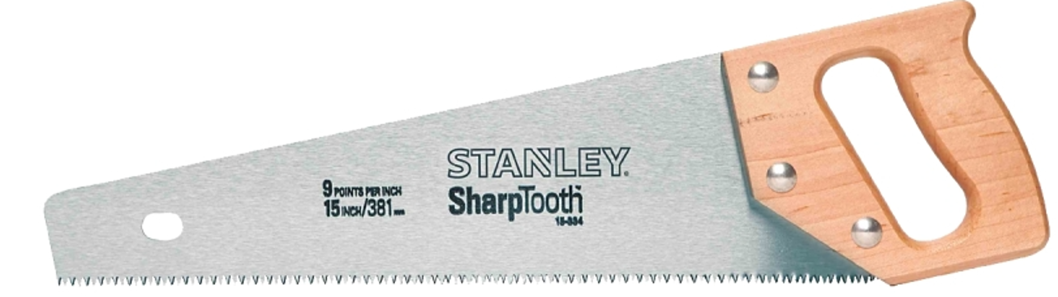 Stanley Tools 15-334 15 In 9 TPI Crosscut Handsaw Aggressive Wood Handle