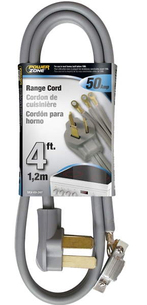 POWERZONE ORR628104 Range Cord 4 Ft 50 Amp 6/2 & 8/1 Gray