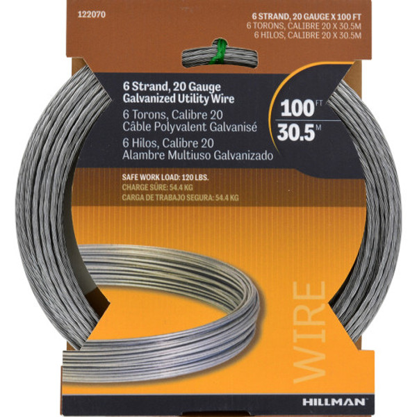 Hillman Group 122070 Galvanized Wire 100 Ft 6 Strand N20