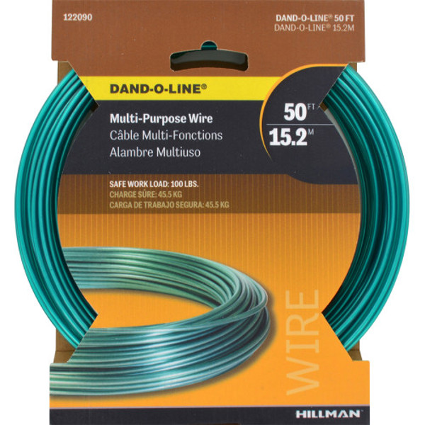 Hillman Group 122090 Clothesline 50 Ft Steel Weatherproof Green
