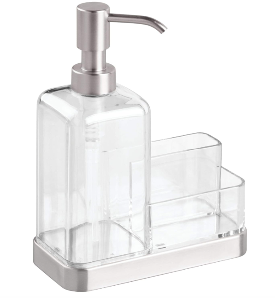 InterDesign 67080 Soap Sponge Caddy Clear Brushed Stainless Steel