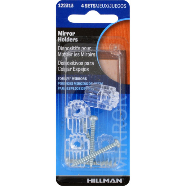 Hillman Group 122313 Mirror Holder Kit Clear Plastic