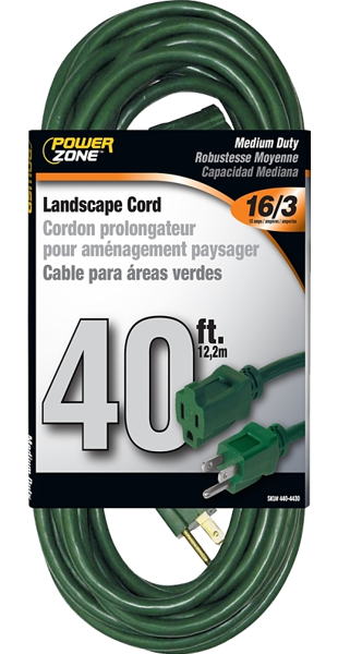 POWERZONE OR880628 Extension Cord 40 Ft 16 AWG 125V Green