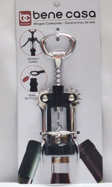 MBR Industries BC58056 Winged Corkscrew with Bottle Cap Remover Stainless Steel and Plastic