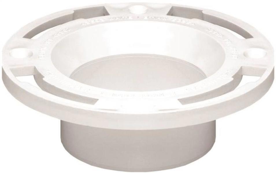 Oatey 43525 Closet Flange 3-4 In PVC Level Fit Long Pattern Plastic Ring Without Text Cap
