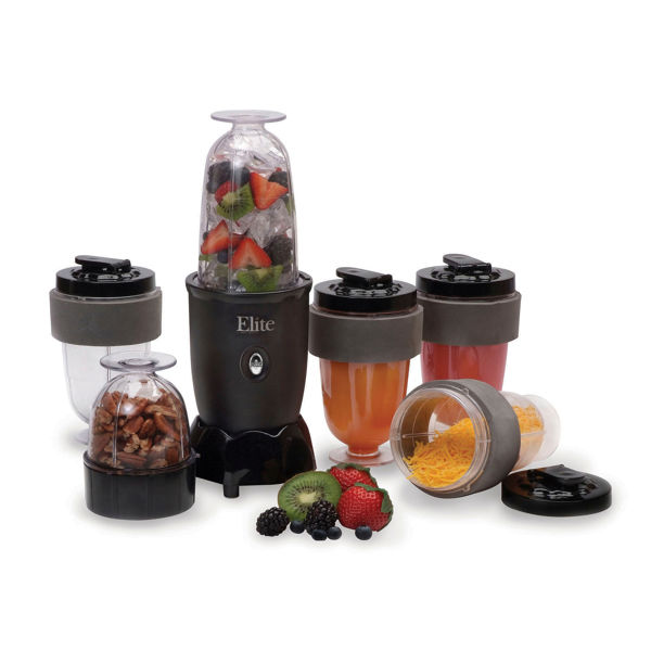 Elite Maxi-Matic EPB1800 Personal Drink Blender 17 Piece Set Black