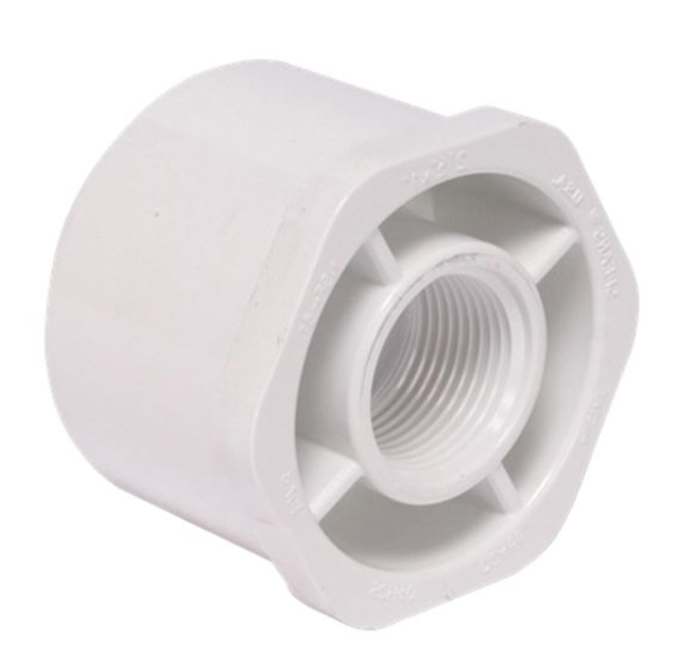 LASCO 34217 PVC Bushing 1 X 3/4 Reducing Spigot X FIP White