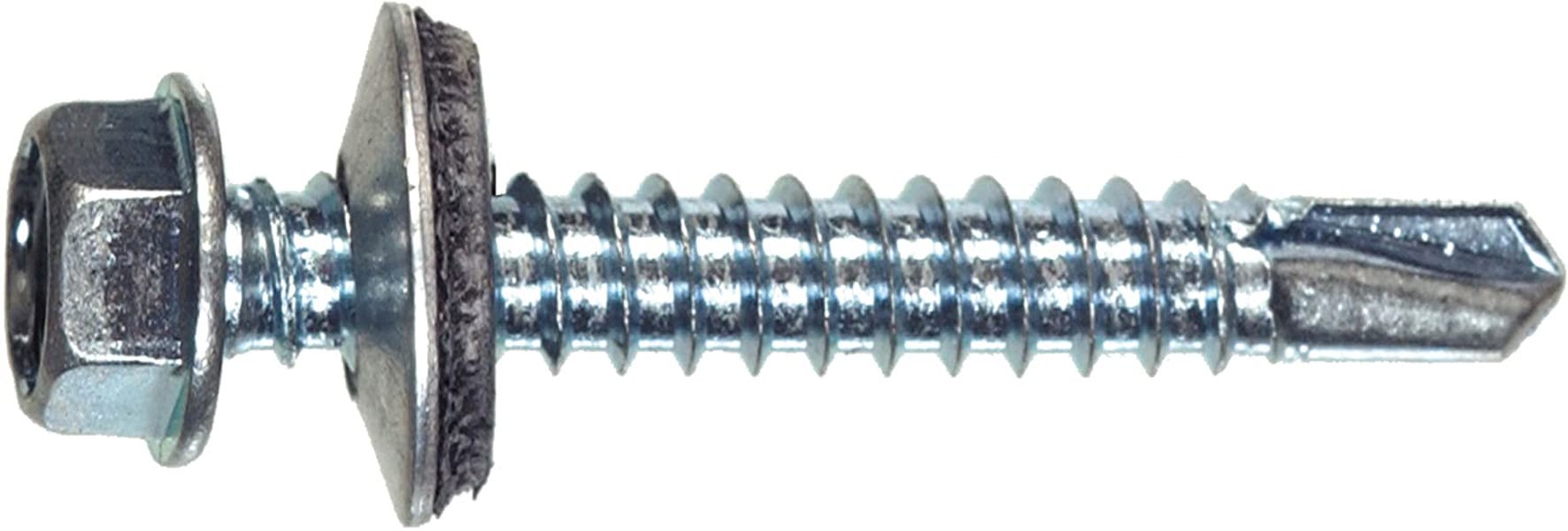 Hillman Group 47261 Zinc Coated Hex Washer Head Self-Drilling Screw 12-14x1 With Neoprene