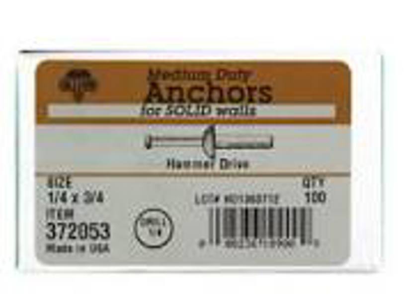 Hillman Group 372053 Mushroom Head Nail Anchor 0.25 X 0.75 In Zamac