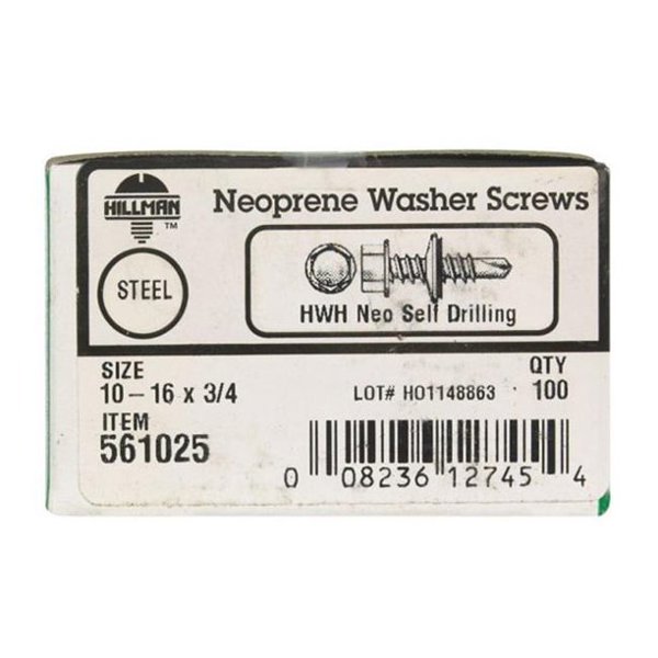 Hillman 10 16x3 HWH Neoprene Washer Self Drilling Screw