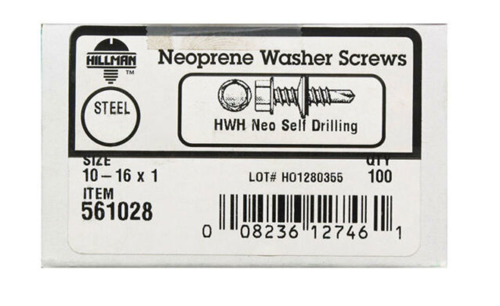 Hillman Group 561028 Self Drilling Screw 10-16 X 1 Neoprene Washer