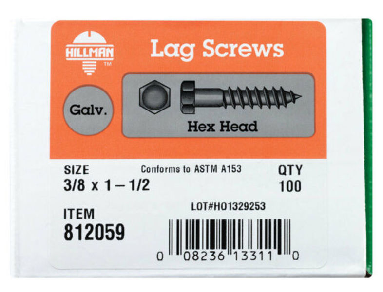 Hillman Group 812059 Galvanized Lag Screw 3/8 X 1 In Hex Head