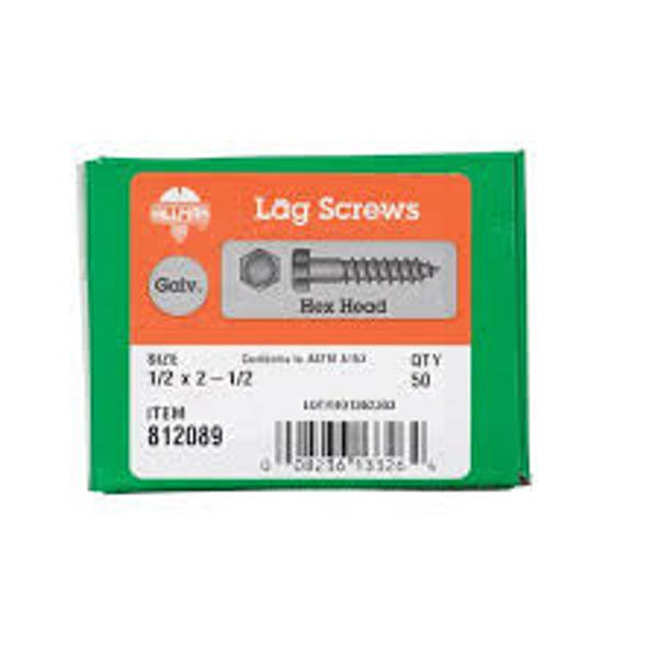 Hillman Group 812089 Galvanized Lag Screw 1/2 X 2 In Hex Head