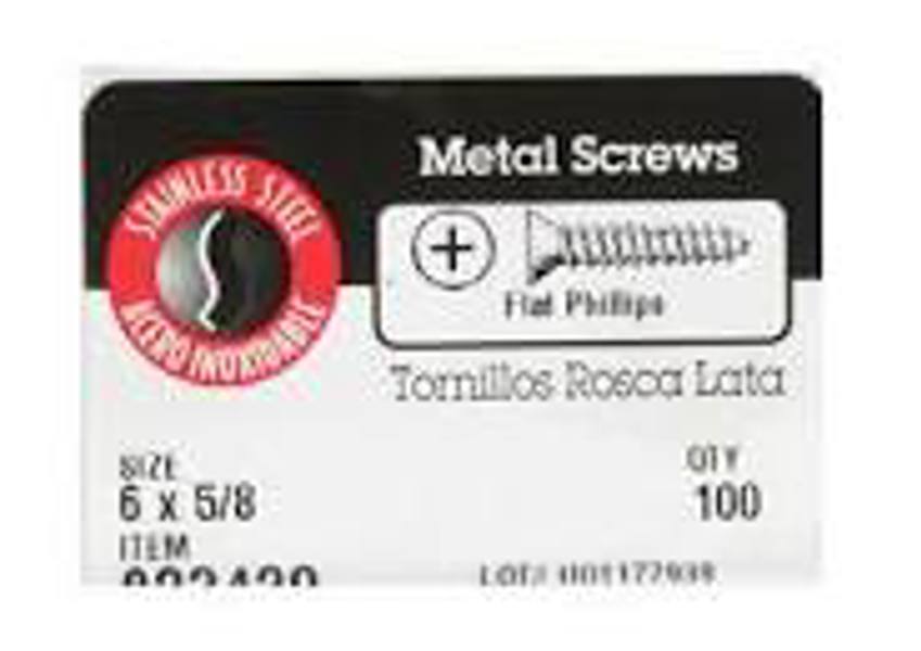 Hillman Group 823420 Flat Head Screw 6 X 5/8 Sheet Metal Phillips