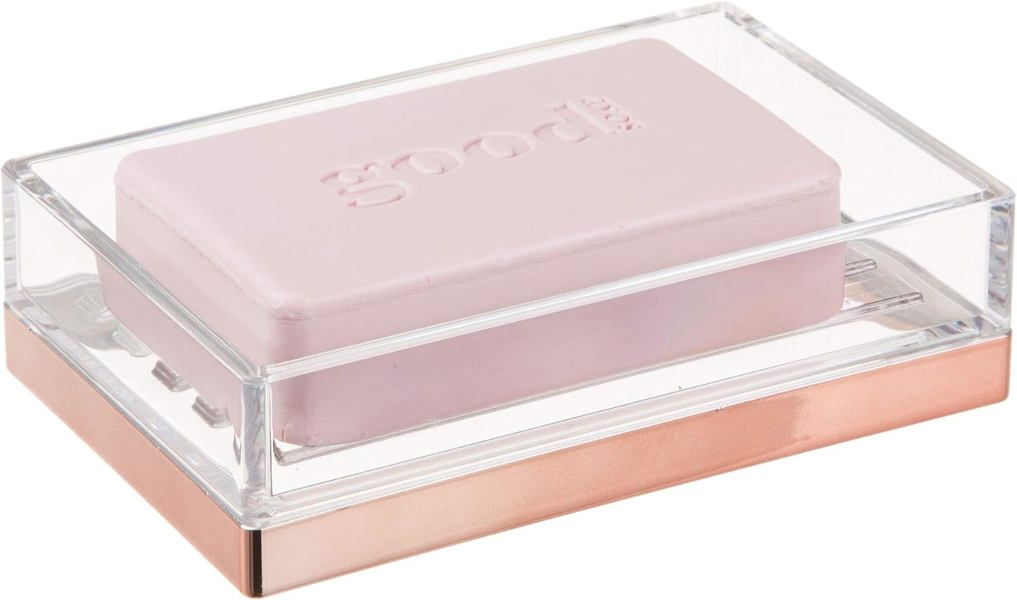 InterDesign 24239 Soap Dish Clear Rose Gold Plastic Stylish Design