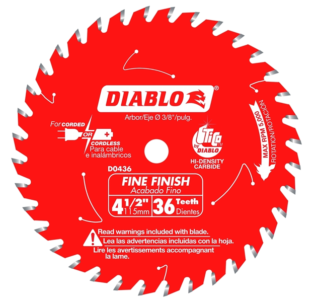 Diablo D0436X Saw Blade 4 3/8 In 36 Tooth 3/8 In Arbor