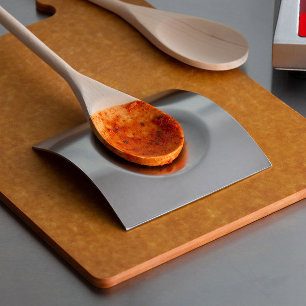 Tablecraft HB3 Spoon Rest Single Square 5 In X 5.75 In Brushed Stainless Steel