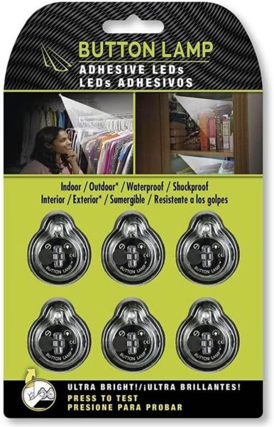 Panther Vision BL-6885 Button Lamp 6 Pack LED Light Adhesive Package