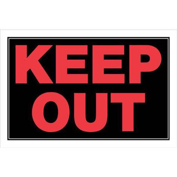 Hillman Group 839898 Keep Out Sign 8x12 In Black Plastic