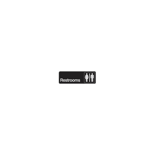 Hillman Group 841758 Restroom Sign 3X9 Black