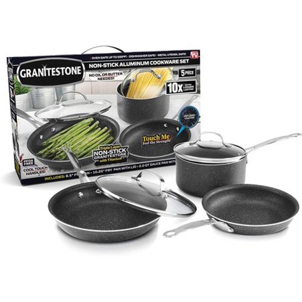 AS SEEN ON TV 2255 5 Piece Cookware Set Granitestone Diamond Non-Stick
